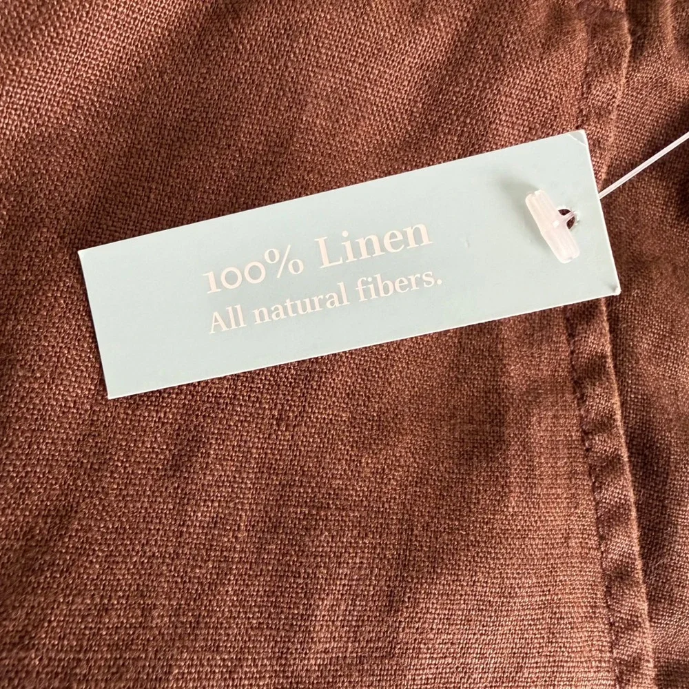 Apt 9 Mens Brown 100% Linen Flat Front Chino Shorts Size 40 NEW